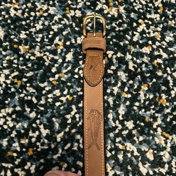 Men’s real leather 44” belt with navy canvas backing - Picture 2 of 10